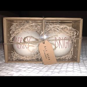 Rae Dunn Christmas Ornaments “MERRY” “BRIGHT”